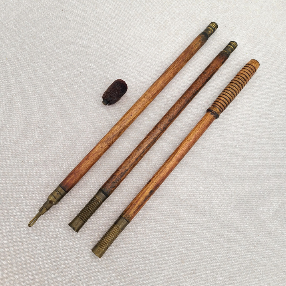 Vintage Antique 37" Hickory Wood 3-Piece Shotgun Cleaning Rod Brass Fittings